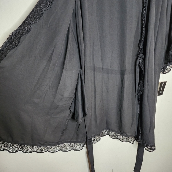 NWT Macy's INC Black Lace Trim Short Robe Women's Size XXL - Picture 11 of 14